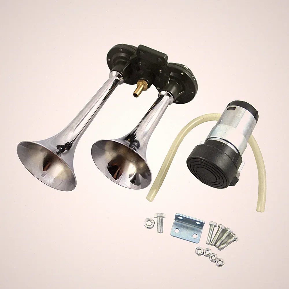 115dB Dual Trumpet Compact Air Horn Compressor Chrome 12 Volt Car Truck 12v
