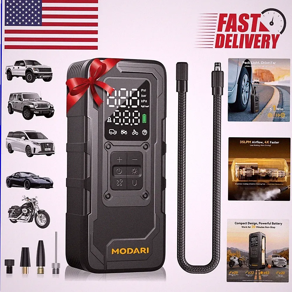 160 PSI Cordless Tire Pump - Compact & Portable Air Compressor for Travel