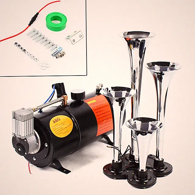 4 Trumpet Air Horn 150 PSI Air Compressor Tubing 12V 150dB Train Kit Truck Boat