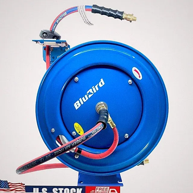 Auto-Retractable Air Hose Reel 3/8 inch 10ft 300 PSI Compact Heavy Duty New