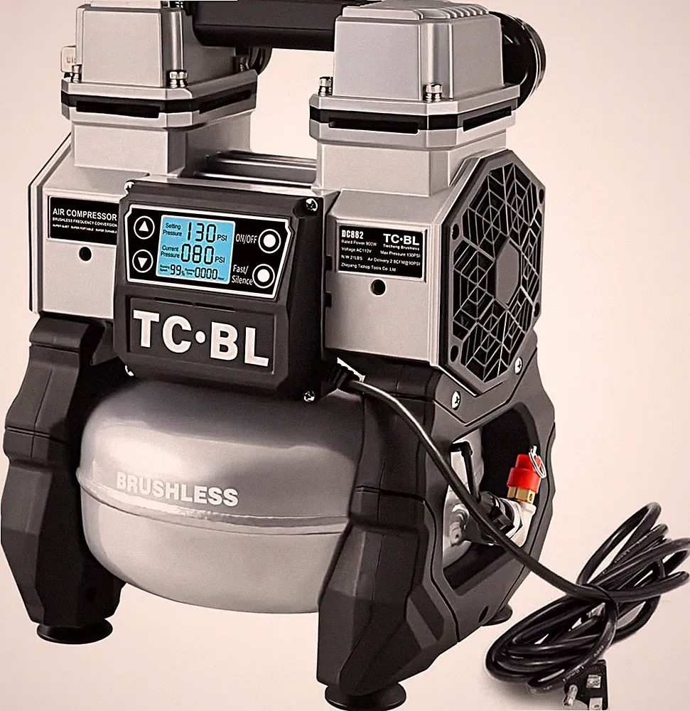 Compact 110V Quiet Air Compressor with 5L Aluminum Tank - Oil Free & Lightweight