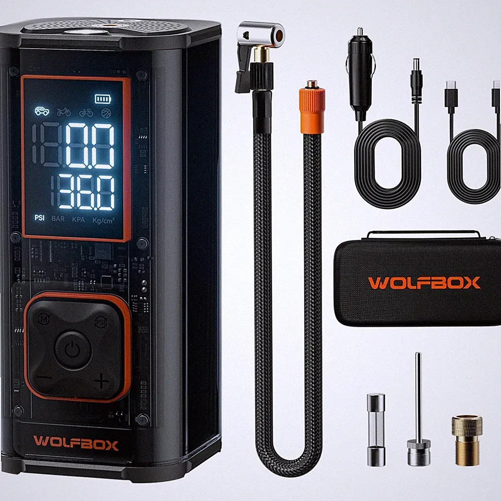 Compact 150PSI Dual-Cylinder Air Compressor with LED Display & USB-C Charging