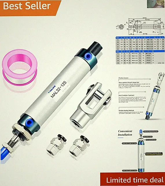 Compact 32mm Bore Air Cylinder - Double Acting, 100mm Stroke & Fittings Included