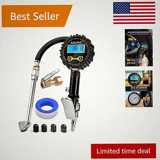 Compact Digital Tire Inflator with Backlit Gauge - Versatile for All Vehicles