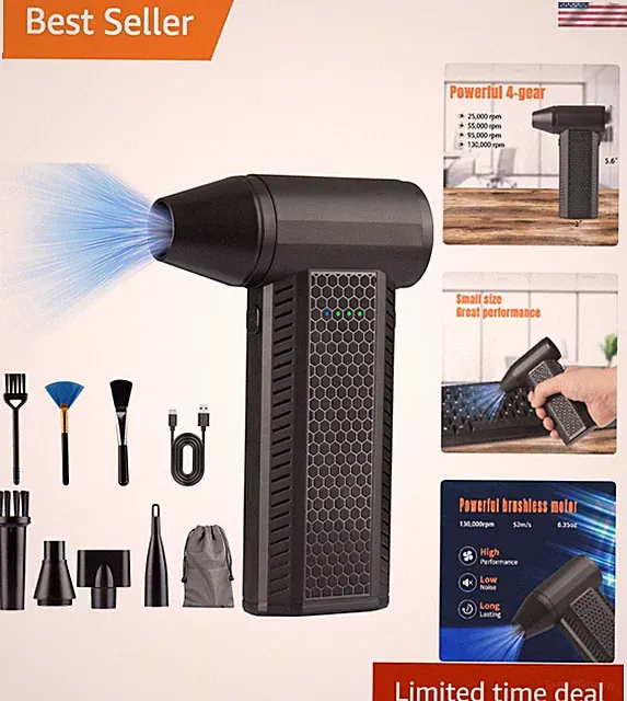 Compact Electric Air Duster with 4-Gear Adjustment for Home & Office Cleaning