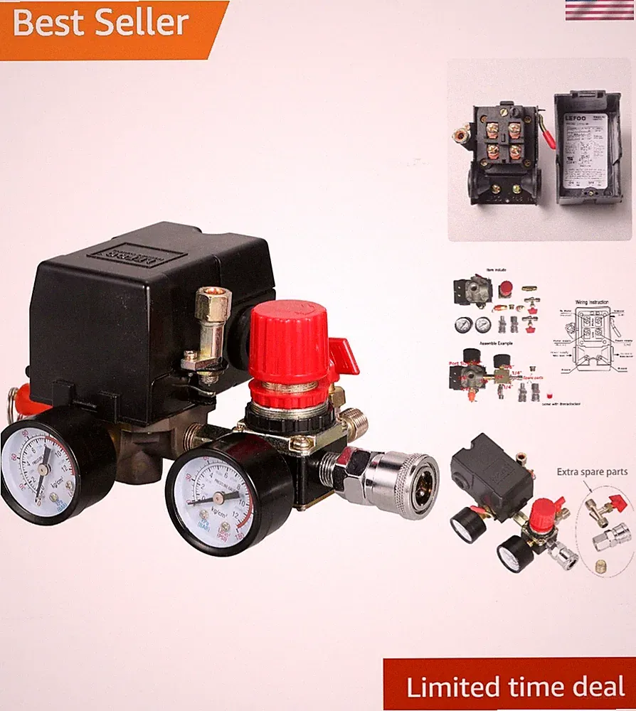 Compact Pressure Switch Manifold Regulator Set for Efficient Air Compressor Use