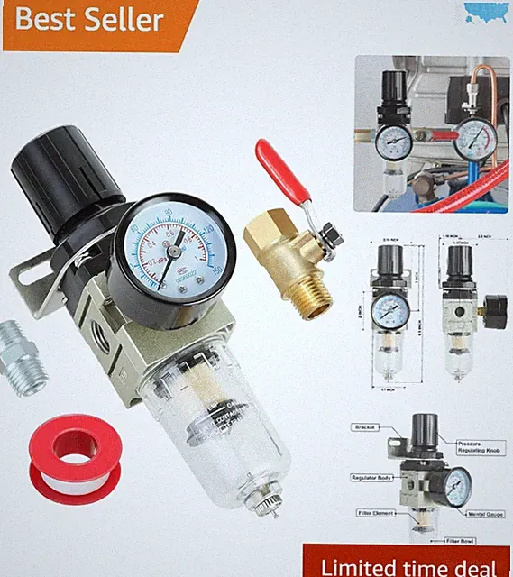 Efficient 1/4 Inch Air Compressor Filter Regulator with Transparent Filter Cup