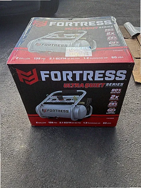 Fortress Ultra Quiet Series Portable Air Compressor 2 Gal 135 PSI 1.2 HP