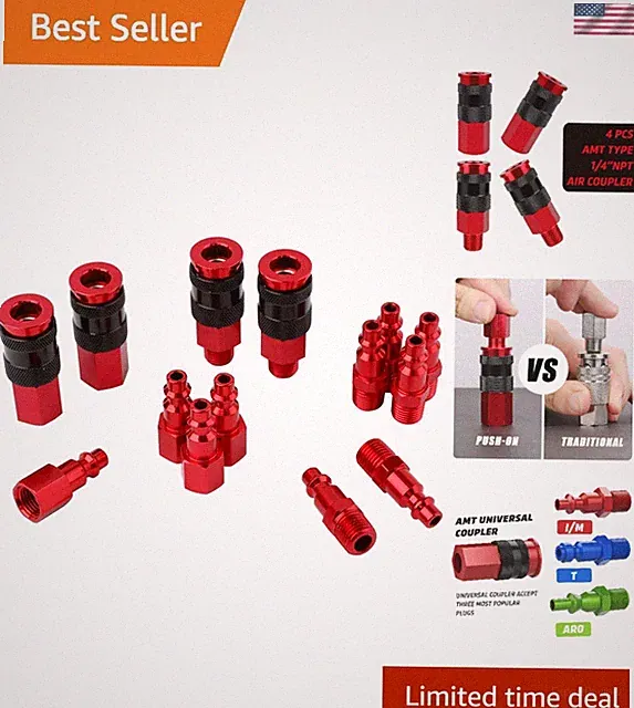 Heavy-Duty 14-Piece Air Compressor Kit - Alloy Steel with Black Aluminum Finish