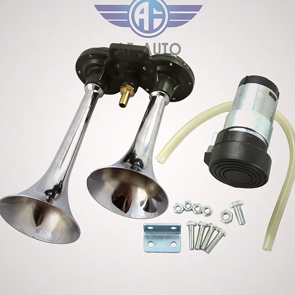 New 12V Chrome Dual Trumpet Compact Air Horn Compressor 135DB 12V Car Truck