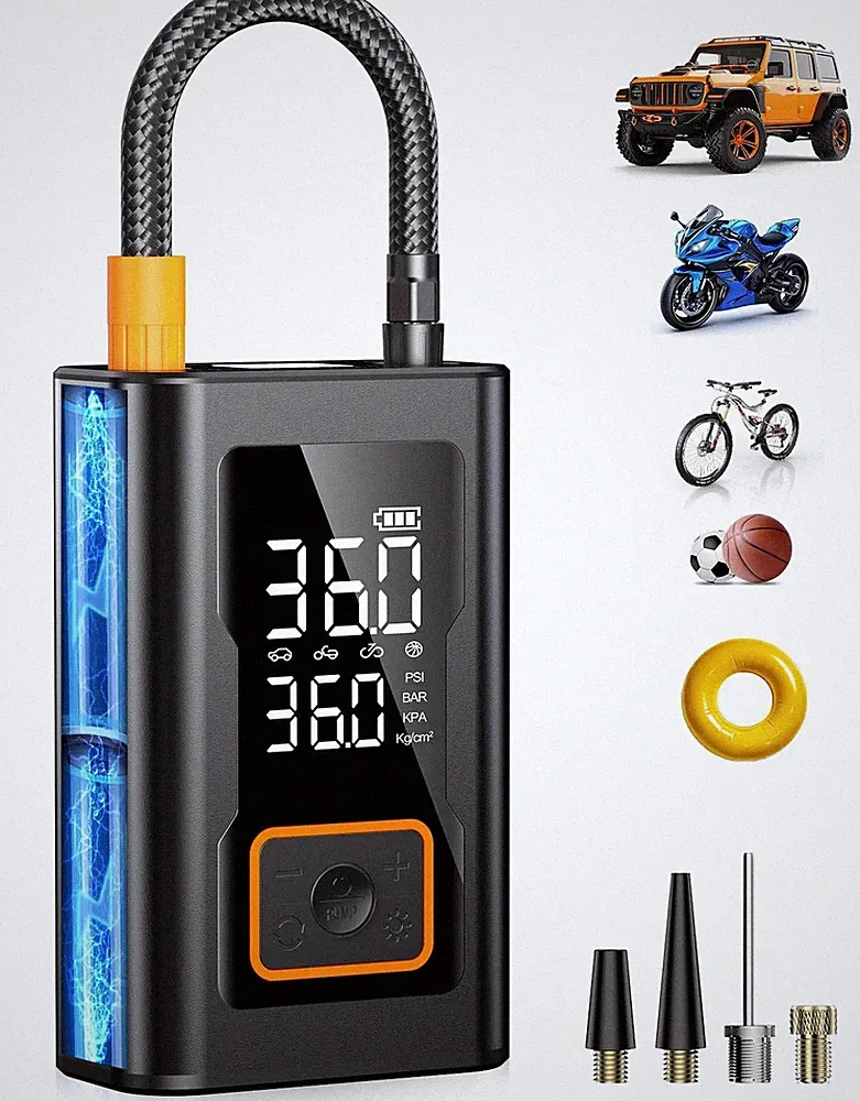 Tire Inflator Portable Air Compressor,150 PSI Bike Tire Pump - Compact Air Pu...